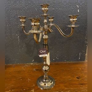 Que 20” Polished Chrome Candelabra